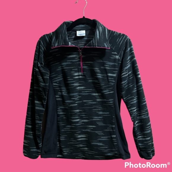 Columbia Ladies S Black & Grey Fleece Pullover 1/4 Zip Jacket with Pink Zipper - Picture 3 of 15